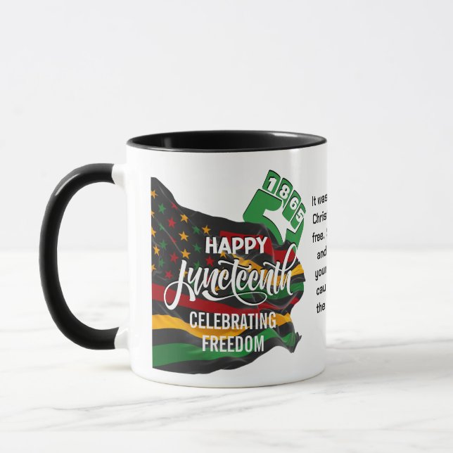 Caneca Bandeira Afro-Americana do JUNETEENTH Cristão (Esquerda)
