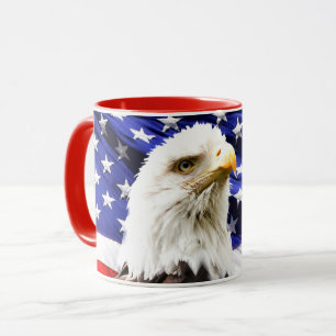 Caneca Bandeira Americana com Águia Balda