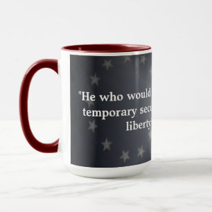 Caneca Bandeira Americana com citação de Benjamin Frank