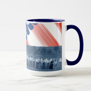 Caneca Bandeira Americana da Guerra Tug-O-Guerra das Mulh