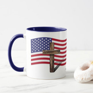 Caneca Bandeira Americana e Cruz Rústica