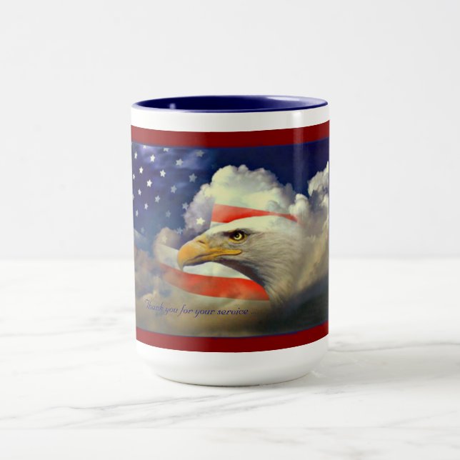 Caneca Bandeira Americana e Veteranos Águia Mug (Centro)