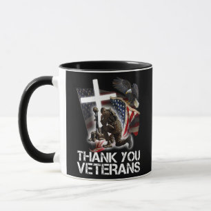 Caneca Bandeira Americana Obrigado Veteranos Orgulhosos V