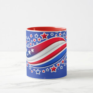 Caneca Bandeira Americana Ondulada Patriótica com Estrela