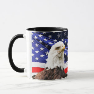 Caneca Bandeira Americana Patriótica e Águia Americana