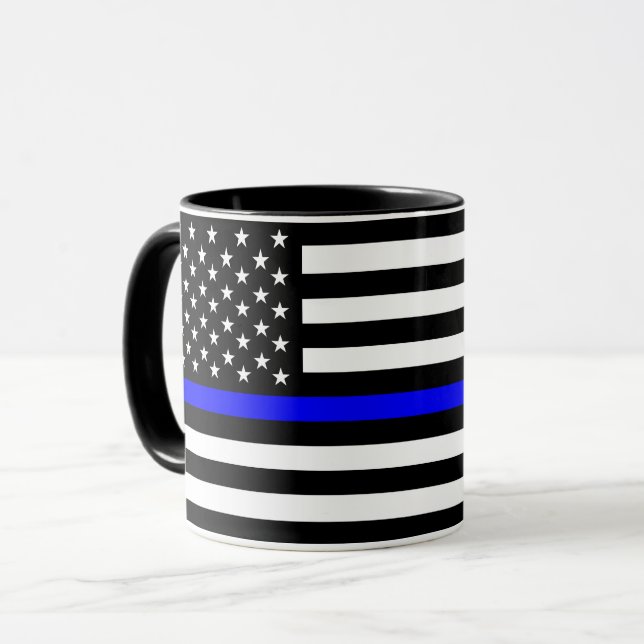 Caneca bandeira azul-fina da polícia eua estados unidos a (Frente Esquerda)