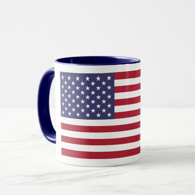 Caneca Bandeira Azul Vermelho Patriótico, Estrelas E Band (Frente Esquerda)