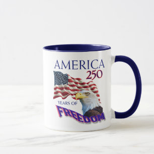 Caneca Bandeira da América 250 Anos de Liberdade c/ Águia