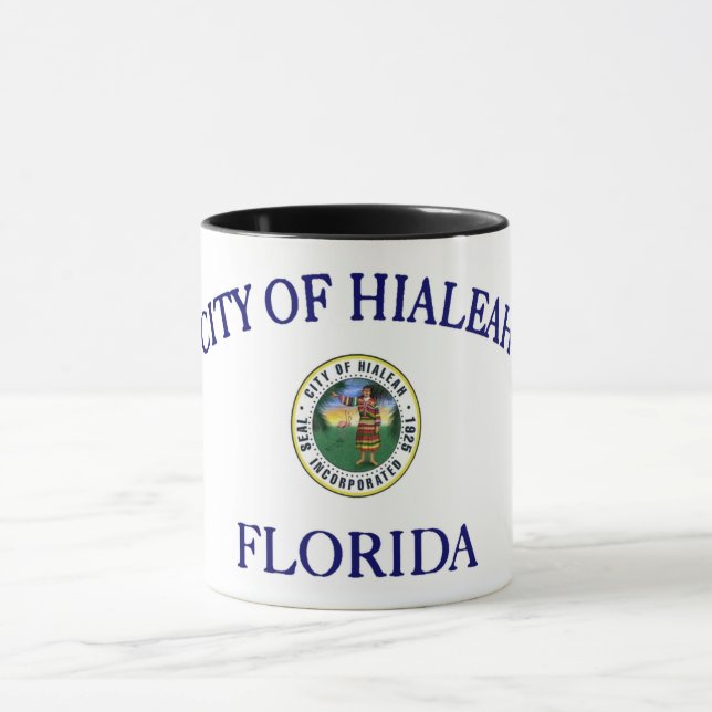 Caneca Bandeira da cidade de Hialeah (Centro)