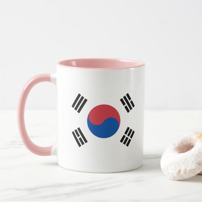 Caneca Bandeira da Coreia do Sul - Coreia - Taegeukgi - 대 (Com Donut)