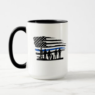 Caneca Bandeira da Thin Blue Line Polícia