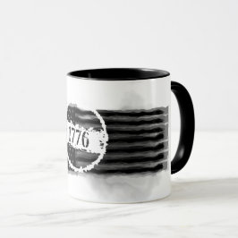 Caneca Bandeira de Aquarela Tinta Preta Vintage 1776 4 de