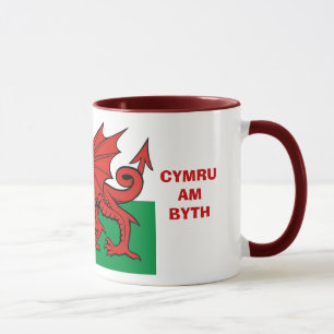Caneca Bandeira de Galês, de "byth Cymru am",    o drag