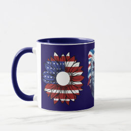Caneca Bandeira de Girassol Águia Americana Patriótica Co