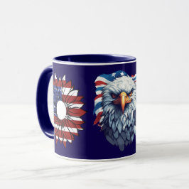 Caneca Bandeira de Girassol Águia Americana Patriótica Co