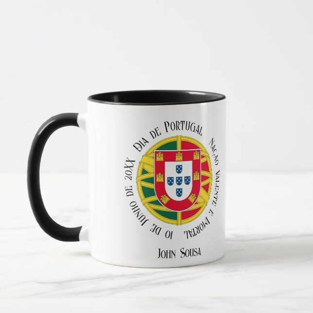 Caneca Bandeira de Portugal para feriado no Dia de Portug (Esquerda)