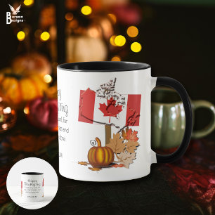Caneca Bandeira do Canadá FELIZ DIA DE AÇÃO DE GRAÇAS P