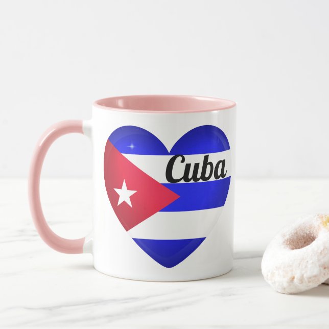 Caneca Bandeira do Coração de Cuba (Com Donut)