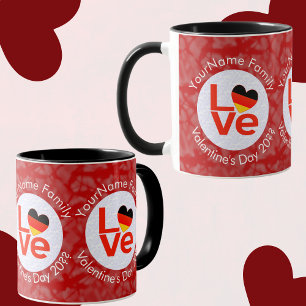 Caneca Bandeira do Coração do Amor Vermelho Alemão Deutsc