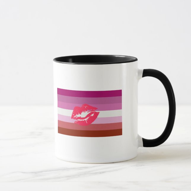 Caneca Bandeira do Orgulho Lésbico de Batom (Direita)