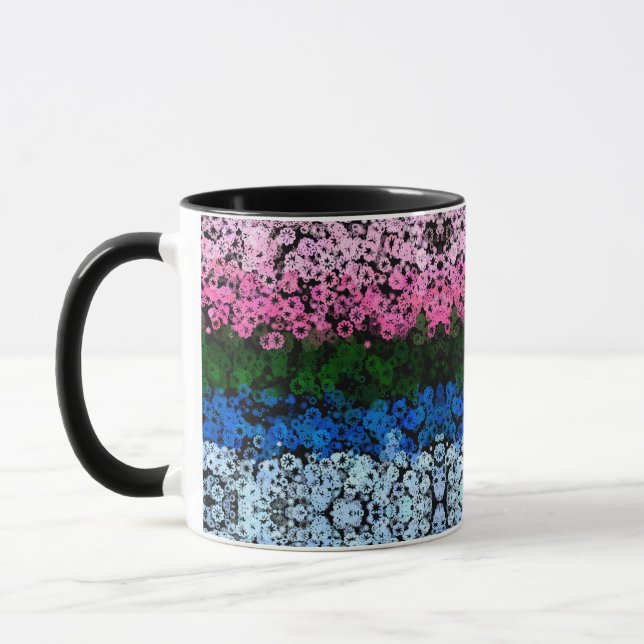 Caneca Bandeira do Orgulho Omniromântico Floral Fofo e Gr (Esquerda)