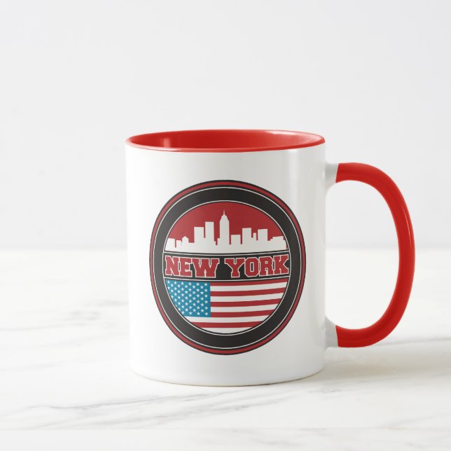 Caneca Bandeira dos Estados Unidos da skyline | de New (Direita)