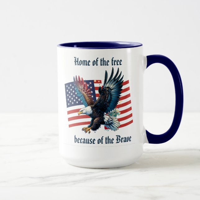 Caneca "Bandeira dos EUA com Águia" Personalizável  (Direita)