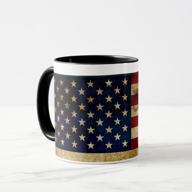 Caneca Bandeira dos EUA / Grunged (Frente Esquerda)