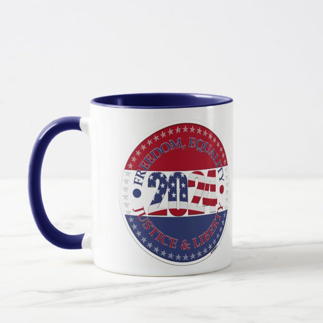 Caneca Bandeira dos EUA Liberdade, Igualdade, Justiça 202 (Esquerda)