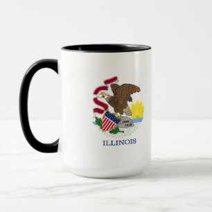 Caneca Bandeira e selo de Illinois