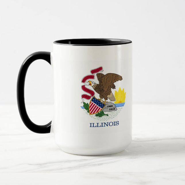 Caneca Bandeira e selo de Illinois (Esquerda)