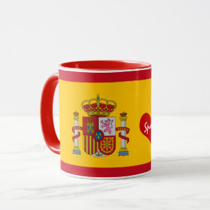 Caneca Bandeira espanhola com coração vermelho - Fãs d