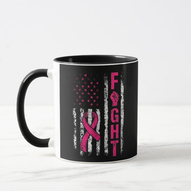 Caneca Bandeira EUA Conscientização Câncer de Mama (Esquerda)