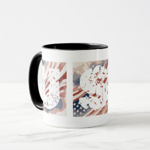 Caneca Bandeira "EUA" de Tinta e Água Abstrata