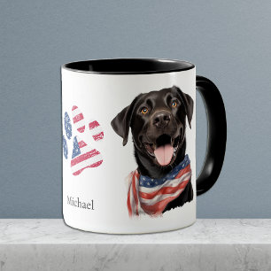 Caneca Bandeira Negra-Labrador Cachorro de Retriever Patr