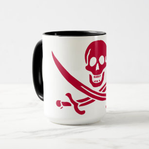 Caneca Bandeira pirata da Caveira Vermelha & Espadas de C