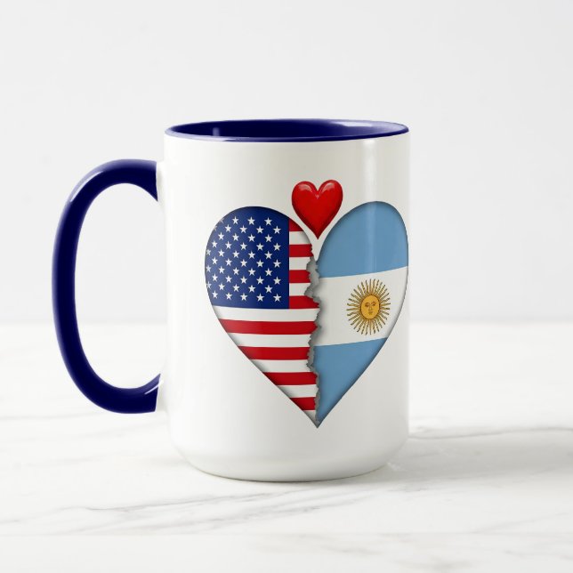 Caneca Bandeiras do Coração da Argentina Patrimônio Hispâ (Esquerda)