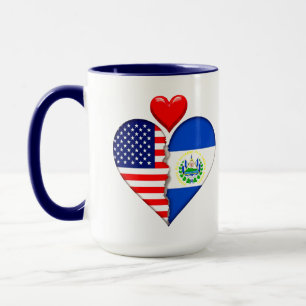 Caneca Bandeiras do coração EUA El Salvador Patrimônio Hi