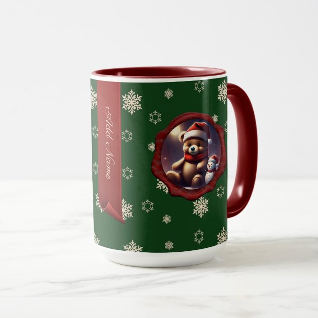 Caneca Banner Personalizado Amigo do Ursinho de Natal Ver (Frente Esquerda)