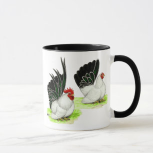 Caneca Bantams brancos pretos japoneses