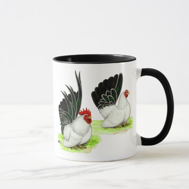 Caneca Bantams brancos pretos japoneses (Direita)