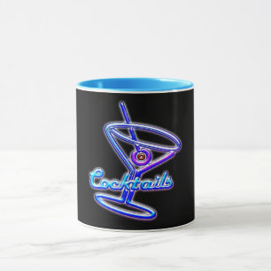 Caneca Bar de vintagem com sinal de neon retrô Martini