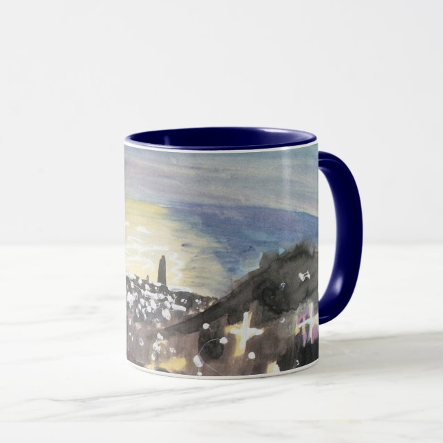 Caneca Barcelona à Noite por Walter Gramatte (Frente Esquerda)