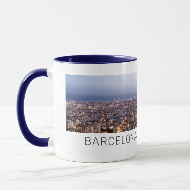 Caneca Barcelona Catalonia Sunset Espanha de linha do hor (Esquerda)