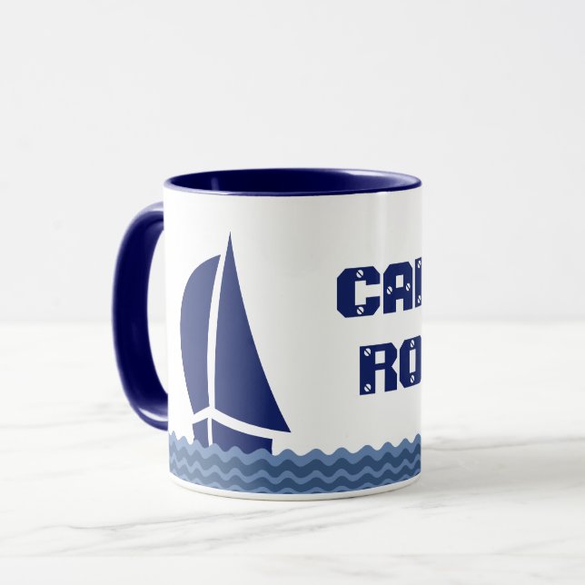 Caneca Barco à vela com o seu texto (Frente Esquerda)