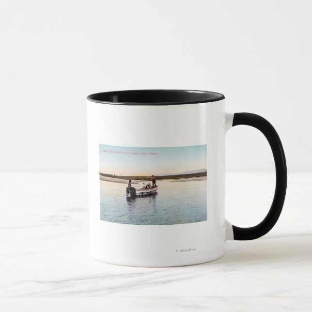 Caneca Barco de Pesca Esquimó no rio (Direita)