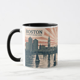 Caneca Barcos à vela do Rio Charles em Boston Paisagem ur