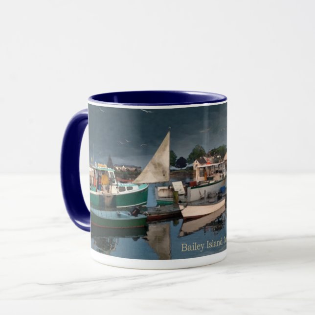 Caneca Barcos no porto em Bailey Island Maine Coffee Mug (Frente Esquerda)