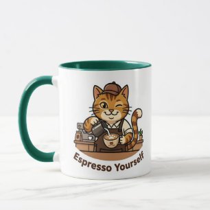Caneca Barista de Gato Fofo Espresso a Si Mesmo Café Pun