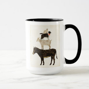 Caneca Barnyard Buds - Donkey, Goat, Dog, Cat